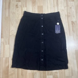 NUEVO CON ETIQUETAS NYDJ Falda Midi Botón Frontal Para Mujer Talla 10 Informal Negra - Imagen 1 de 7