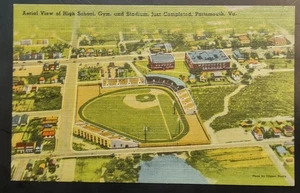 Postcard Aerial View Of High School Gym Stadium Portsmouth Virginia  - Picture 1 of 2