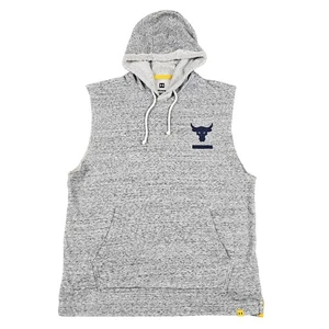 Under Armour Project Rock Hoodie Mens Medium Gray Sleeveless Pullover Gym Bulls - Picture 1 of 8