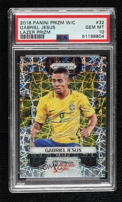 2018 Panini Prizm World Cup Lazer Prizm Gabriel Jesus #32 PSA 10 GEM MT - Image 1 of 3