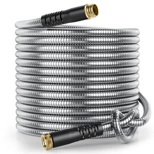 Stainless Steel Garden Hose 12 ft, Flexible Metal Water Hose 12ft with 3/4'' ... - Picture 1 of 7