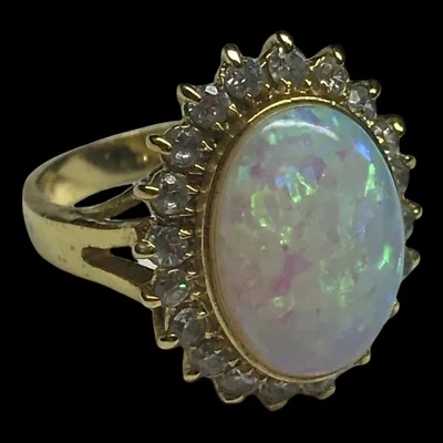Gold Over Sterling Fire Opal Ring Size 6.25  - Image 1 of 4
