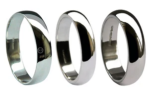 5mm 950 Platinum Wedding Rings D Shaped Profile Light Medium Heavy Bands UK HM - Picture 1 of 9