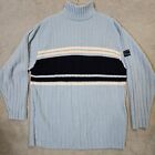 Vintage Southpole Sweater Men’s XL Blue Striped Long Sleeve Mock Turtle Neck