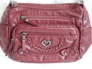 Borsa a tracolla bordeaux ecopelle borsa multitasche 9 x 8 nuova senza etichette - Foto 1 di 13