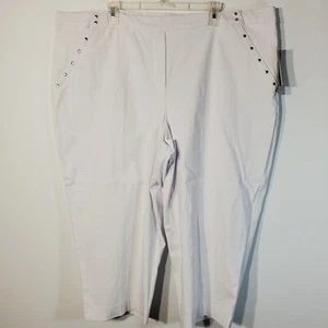 Zac & Rachel Sz 24W The Ultimate Fit "Optic White" Capri Pants with Stud Details - Picture 1 of 8