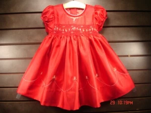 Ciao Bebe NUEVO Vestido Bordado a Mano Bebé Niña Talla 2 ROJO - Imagen 1 de 4