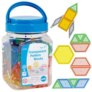 22108 Transparent Pattern Blocks - Mini Jar - Plastic Pattern Blocks - Practice - Picture 1 of 7