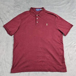Polo Ralph Lauren Shirt Men's Large Burgundy Red Casual Preppy Soft Flesh Pony - Imagen 1 de 9