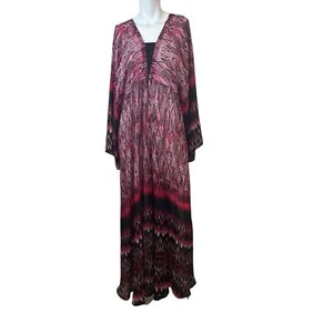 Marc Bouwer Sheer Hot Pink & Black Animal Print Shift Maxi Dress sz XL - Picture 1 of 9