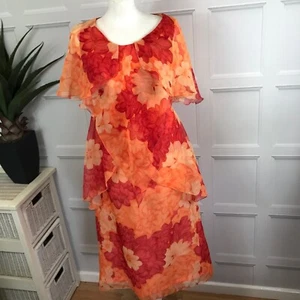 Ladies Orange Shade Special Occasion Layered Dress 30in Chest - Picture 1 of 12
