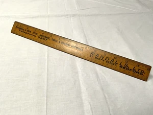 VINTAGE ANTIQUE ADVERTISING RANDALLS LTD WOODEN RULE RULER 15” MADE IN USA - Picture 1 of 8