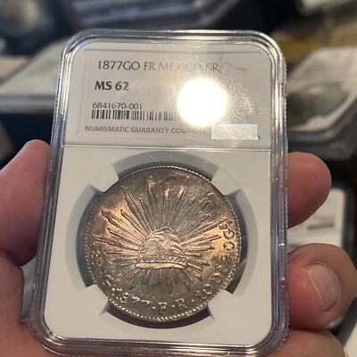 1877-GO FR NGC MS62 | MEXICO - Silver Eight Reales 8R Coin Only 37 Higher! Cap - Image 1 of 4