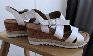 GABOR GR. 6 39 Sandalen NEU, weiß mit Kork- und Bastsohle - Bild 1 von 7