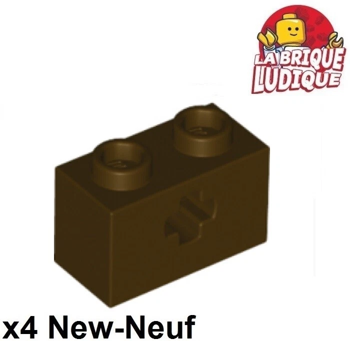 LEGO Technic 4x Lego Brick 1x2 Axle Hole Loch Achse Brown Dunkel- 32064 Neu - Bild 1 von 1