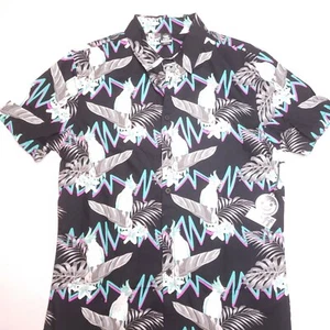 Neff Tropical Palm Tree Cockatoo Bird Print Button Down Cool Shirt Size Meduim  - Picture 1 of 8