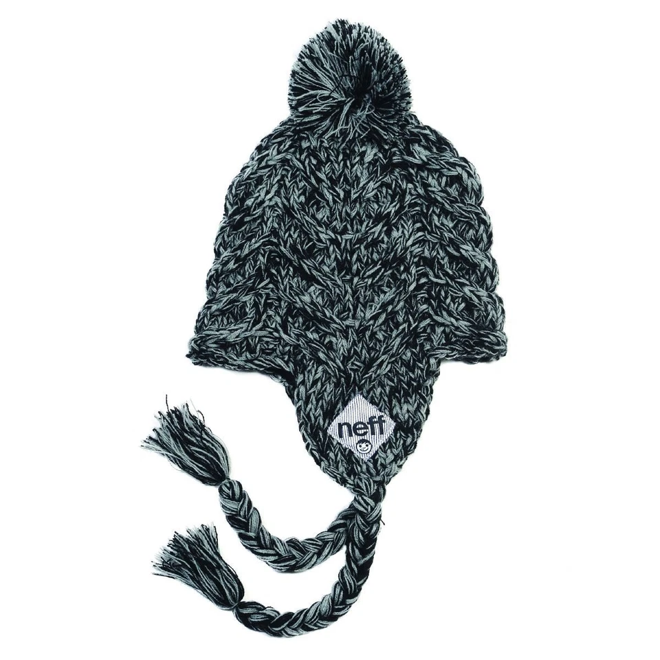 Neff Women's Black Ashes Tassel Pom Slouch Beanie Knit Cap Winter Ski Hat NWT - Image 1 of 1