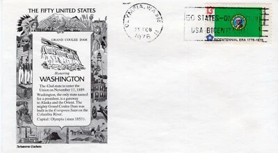 USPS FDC #1674 1976 13c Washington State Flag Aristocrat Cachet ST2167 - Image 1 of 2