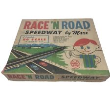 MARX RACE ‘N ROAD SPEEDWAY HO SLOT CAR SET #21575 WITH ORIGINAL CARS AS IS READ