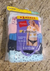 Nuovo! Bikini Hanes in cotone senza etichette taglia 6. Confezione 9 Mutandine Traspiranti Ultra Morbide - Foto 1 di 9
