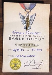 Boy Scouts Of America - Eagle Gold Palm Award Pin on card - BSA 1990s