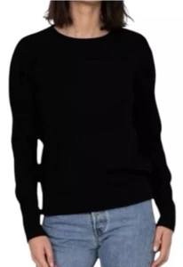 NWT Kathryn McCarron Benny Medium-Weight 100% Cashmere Black Crew Neck Sweater - Picture 1 of 4
