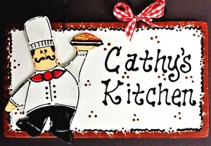 FAT CHEF Personalize Name KITCHEN SIGN Wall Hanger Plaque Cucina Bistro Decor - Picture 1 of 1