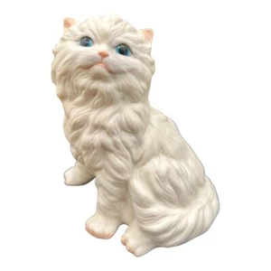 Vintage MCM Perser weiße Keramik Katze 6 Zoll blaue Augen sitzend Statue Figur von Cybis - Bild 1 von 6