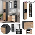 Bathroom furniture set bathroom cabinets mirror J-shape anthracite oak Vicco