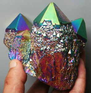 620g Hellblau Aura Quarz Kristall Titan Wismut Silizium Cluster Regenbogen - Bild 1 von 10