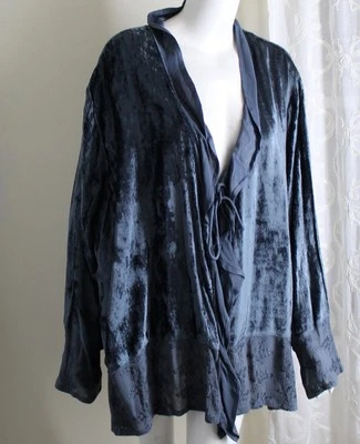 NWT Silhouettes Sz 3X Gray Romantic Velvet Lagenlook Flowing Jacket Blazer Coat - Image 1 of 4