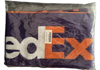 Bufanda acrílica Federal Express FedEx con flecos azul marino blanco y naranja vintage Foto 1 de 2