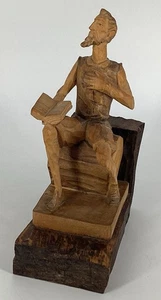 Vintage Ouro Spanien Don Quijote handgeschnitzte Holz Holz Buchstütze 1950’s - Bild 1 von 12