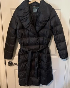Chaqueta acolchada hasta la rodilla Lauren Ralph Lauren para mujer S negra con cinturón ver descripción - Imagen 1 de 11