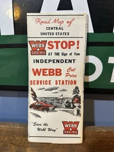 1951 Webb Oil Road Map: Stati Uniti centrali USATO - Foto 1 di 2