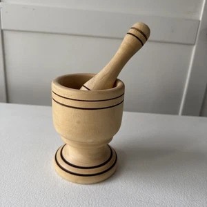 Hand Carved Wood Mortar and Pestle 4.5” Tall - Picture 1 of 6