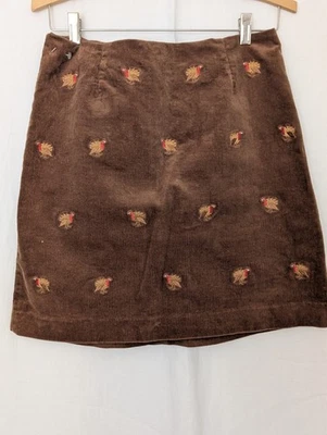 Falda Bordada Isla Náufrago Nantucket Pavos Pana Marrón Talla 6 Foto 1 de 4