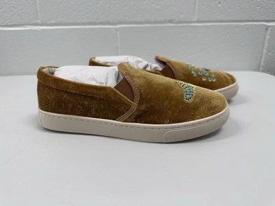 Zapatilla Mocasín Soludos Terciopelo Para Mujer Talla 8.0 Dorado Pavo Real Bordada Sin Cordones Foto 1 de 4