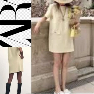 Zara NWT beige yellow faux Suede Dress size XL - Picture 1 of 10