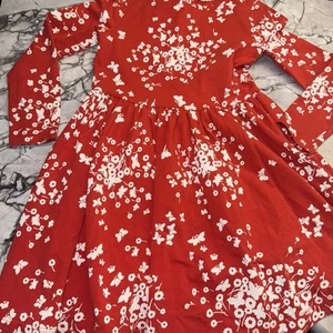 Mini Boden 5-6Y Girls Red White Floral Butterfly Long Sleeve Dress - Picture 1 of 2