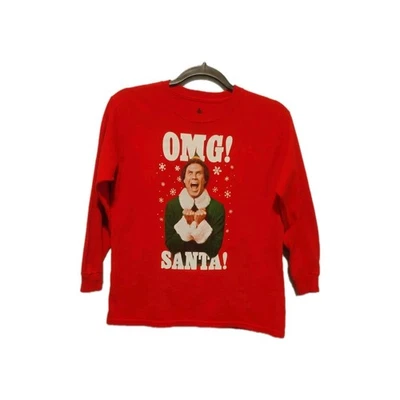 Elf Movie Christmas Long Sleeve OMG Santa Will Ferrell Youth Size Medium NEW - Image 1 of 4