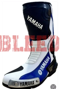 YAMAHA Motorbike Motorcycle MOTOGP Racing Leather Shoes/Boots - Picture 1 of 4