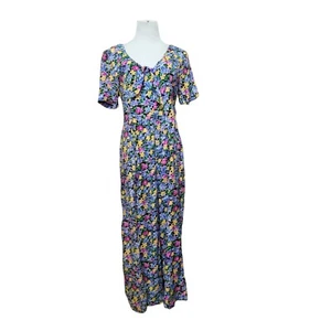 Vtg 90's Y2K Joni Blair Women's Size 11 Floral Wide Leg Jumpsuit Romper Colorful - Picture 1 of 5