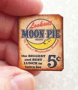 Miniatur Puppenhaus **EIN WEITERES** Moon Pie Schild DIESES NOCH ÄLTER!!  antike anzeige - Bild 1 von 3