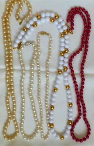 Lote de 5 Collares de Colección Napier Marvella Tono Dorado Rojo Blanco Perla Hebras Imitadas - Imagen 1 de 10