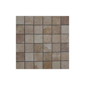 Noce Unfilled Honed Travertine Mosaic 50x50 - Picture 1 of 3