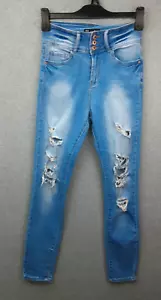 Jay Jays Size 6 Amalie High Rise Ankle Length Light Wash Skinny Distressed Jeans - Picture 1 of 11