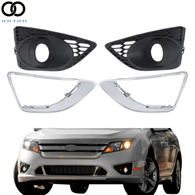 For 2010-2011-2012 Ford Fusion 4pcs Front Fog LIght Lamp Cover Black Bezel Trim - Image 1 of 4