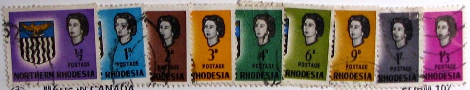 1963 NORTHERN RHODESIA #75-83: VF Used 'QE II Coat of Arms' partial set of 9 - Image 1 of 1