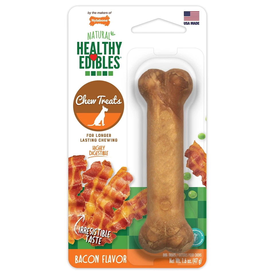 Nylabone Healthy Edibles All-Natural Long Lasting Bacon Flavor Chew Treats 1 ... Foto 1 de 4